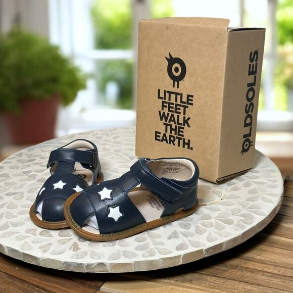Old Soles Star Tot Navy Leather Baby Sandals EU 22 US 6 Infant Toddler Shoes NIB - Picture 7 of 15